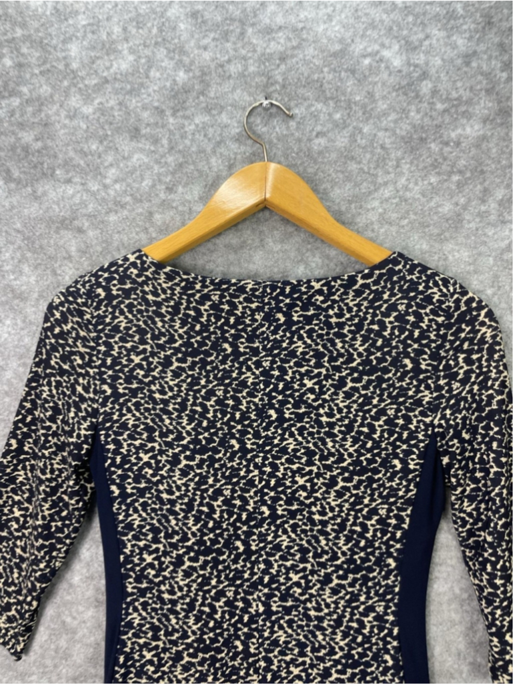 Lauren Ralph Lauren Dress Womens 6 Blue Animal Print 3/4 Sleeve Ruched Sheath - Picture 11 of 11